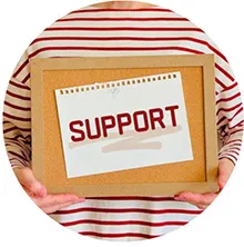 サポートの札を持った画像